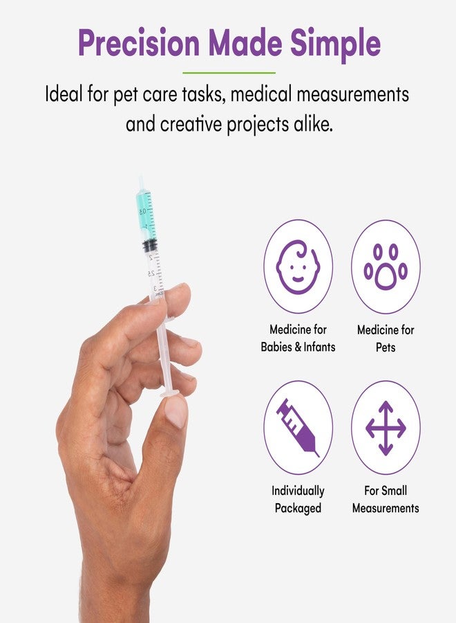 Care Touch 3 mL Syringe Without Needle Luer Slip Tip, Pack of 100 - Individually Sealed Sterilized Disposable Syringes 3ml for Babies, Pets, Crafting, DIY and Precise Liquid Measurements - Image 4